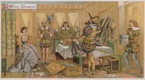 Illustration zu Der Widerspenstigen Zähmung (Chromolithographie) von Richard Andre