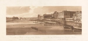 Ansicht des Louvre und der Brücke der Thuilleries, vom Pont Neuf aus gesehen. 1802; Tafel 2 aus Ansichten in Paris, das Emanuel-Volumen Nachzeichnung der Platte, B1981.25.2613