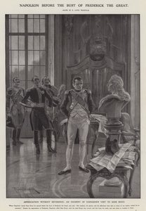 Napoleon vor der Büste Friedrichs des Großen (Lithografie)