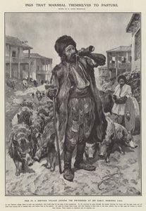 Schweine, die sich zur Weide marschieren (Lithografie) von Richard Caton II (after) Woodville