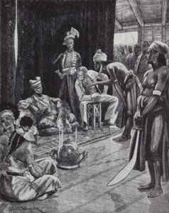 Sir James Brooke verhandelt einen Vertrag mit dem Sultan von Brunei zur Gründung einer britischen Kolonie auf Borneo