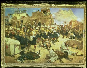 Die 92. Highlanders und die 2. Gurkhas stürmen Gaudi Mullah Sahibdad von Richard Caton II Woodville