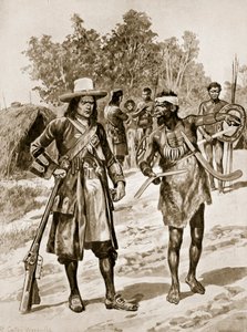 Dampier untersucht einen Bumerang in Australien, Illustration aus 