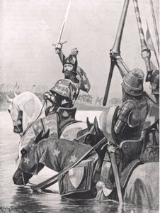 Edward III überquert die Somme vor der Schlacht von Crecy, Illustration aus 