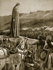 Königin Ethelfled beobachtet den Sturm auf Brecon, Illustration aus 