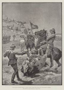 Der Vormarsch nach Dongola, Captain Fittons Pferd wird in der Schlacht von Ferket erschossen von Richard Caton Woodville junior