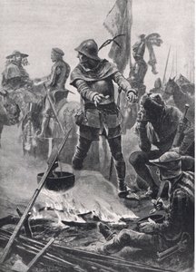 Der Prinz von Wales verabschiedet sich von Kardinal de Talleyrand-Périgord am Morgen der Schlacht von Poitiers, 19. September 1356, Illustration aus Britische Schlachten zu Land und zu Wasser, veröffentlicht von Casse