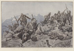 Der Sturm auf den Dargai-Kamm durch die Gordon Highlanders, Piper Findlater spielt weiter, obwohl er an beiden Beinen verwundet ist von Richard Caton Woodville junior