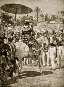 Die Kapitulation von Rangoon an die Briten, 1824, Illustration aus 