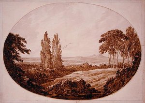 Landschaft, Bäume und felsige Hügel von Richard Cooper
