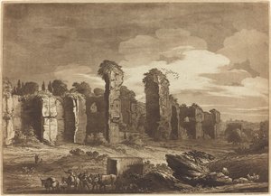 Ansicht der Überreste der Caracalla-Thermen, vom Jesuitengarten in Rom aus gesehen
