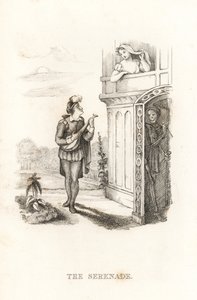 Das Skelett des Todes und ein Minnesänger (1827, Gravur) von Richard Dagley