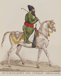 Seine Exzellenz der persische Botschafter Mirza Abul Hassan Khan während seines zweiten Botschafterbesuchs in London, 1819 (Druck)