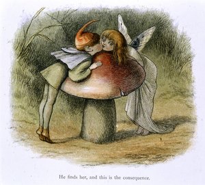 Ein Elf und eine Fee küssen sich