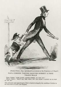 Papa Cobden nimmt Meister Robert auf einen Freihandels-Spaziergang, 1845 von Richard Doyle