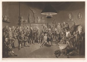 Mitglieder der Royal Academy im Innenraum mit männlichem Aktmodell, 1768
