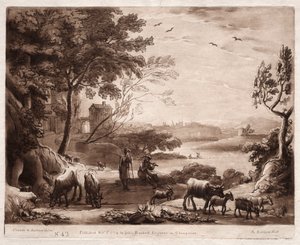Liber Veritatis: Nr. 42, Eine Flusslandschaft mit einem Hirten und einer Hirtin und einer Herde von Rindern