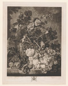 Stillleben mit Obst und Blumen