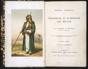 Titelblatt zu Richard F. Burton, "Bericht über meine Pilgerfahrt nach Medina und Mekka", Band II., 1855