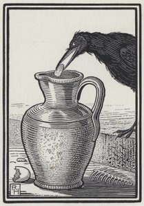 Die Krähe und der Krug (Gravur) von Richard Heighway