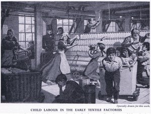 Kinderarbeit in den frühen Textilfabriken, ca. 1950