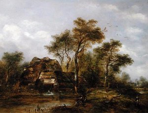 Überschüssige Mühle mit einem Mann beim Angeln von Richard Hilder