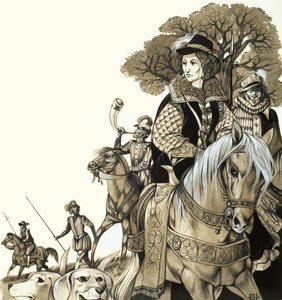 Die junge Elizabeth I. auf der Jagd von Richard Hook