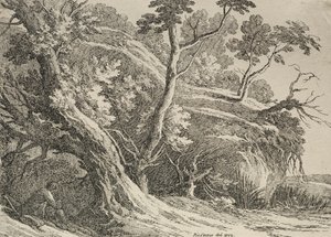 Beispiele der Polyautographie: Mann unter einer Eiche sitzend, 1802 von Richard II Cooper