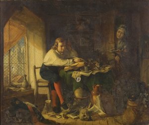 Chatterton komponiert die Rowleian Manuskripte von Richard J. Lewis