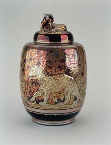 Glanzvase und Deckel, Pilkington Royal Lancastrian von Richard Joyce