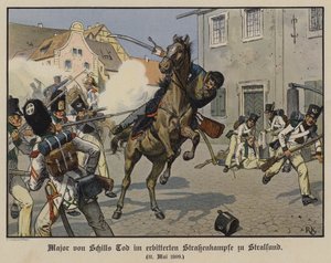 Tod von Major von Schill in einer Straßenschlacht in Stralsund am 31. Mai 1809