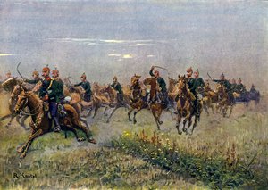 Sächsische Feldartillerie im Galopp von Richard Knotel