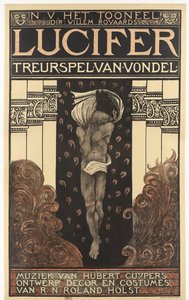 N.V. Het Toneel. Dir. Willem Royaards. Lucifer Trauerspiel von Vondel. Musik von Hubert Cuyper. Entwurf, Dekor, Kostüme von R.N. Roland Holst.