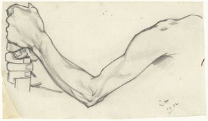 Studie eines linken Arms, der einen Stock hält von Richard Nicolaüs Roland Holst