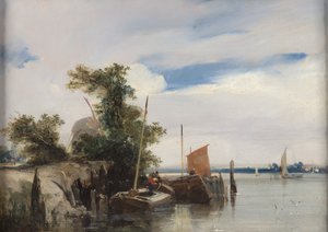 Lastkähne auf einem Fluss