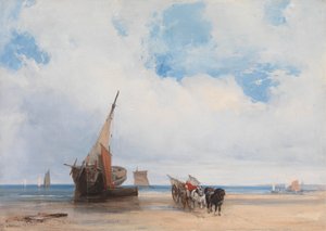 Gestrandete Schiffe und ein Wagen in der Nähe von Trouville von Richard Parkes Bonington