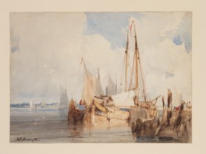 Fischerboote im Mündungsgebiet, ca. 1825 von Richard Parkes Bonington