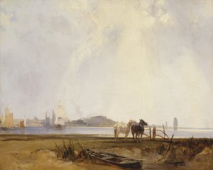 Landschaft bei Quilleboeuf, Frankreich, um 1824-25 von Richard Parkes Bonington