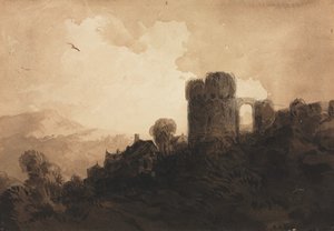 Landschaft mit Burgruine