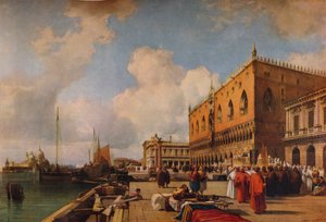 Venedig: Dogenpalast mit einer religiösen Prozession, um 1828 von Richard Parkes Bonington