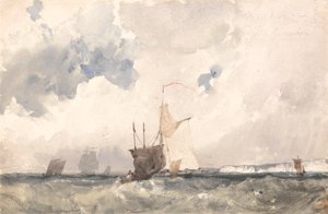 Schiffe in stürmischer See von Richard Parkes Bonington