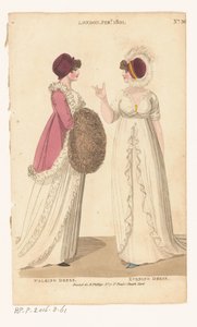 Magazin der weiblichen Mode von London und Paris. Nr. 36. London Feb., 1801: Spaziergangskleid; Abendkleid von Richard Phillips