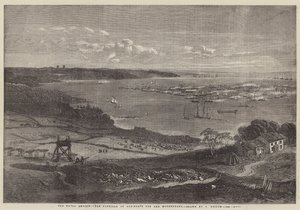 Die Marineparade, die Flottille der Kanonenboote vor der Motherbank von Richard Principal Leitch