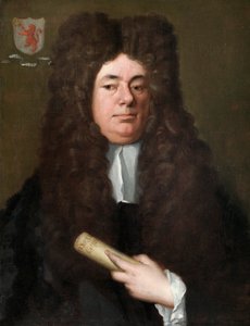 William Petyt hält eine Kopie der Magna Carta, ca. 1690 von Richard Van Bleek