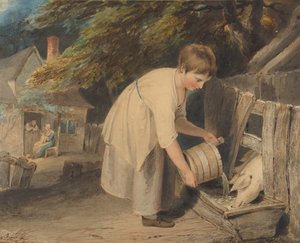 Mädchen füttert Schweine, 1800 von Richard Westall