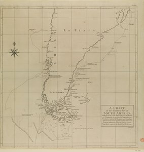 Eine Karte des südlichen Teils von Südamerika mit der Route der Centurion von Richard William Seale