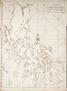 Karte des Kanals in den Philippinen, durch den die Manila Galeone fährt, zusammen mit den angrenzenden Inseln von Richard William Seale