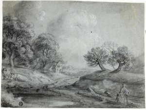Landschaft mit Frau und Kühen von Richard Wilson