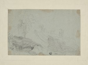 Felsige Landschaft mit stehender Figur