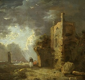 Ruine eines Turms mit Figur, ca. 1770-79 von Richard Wilson